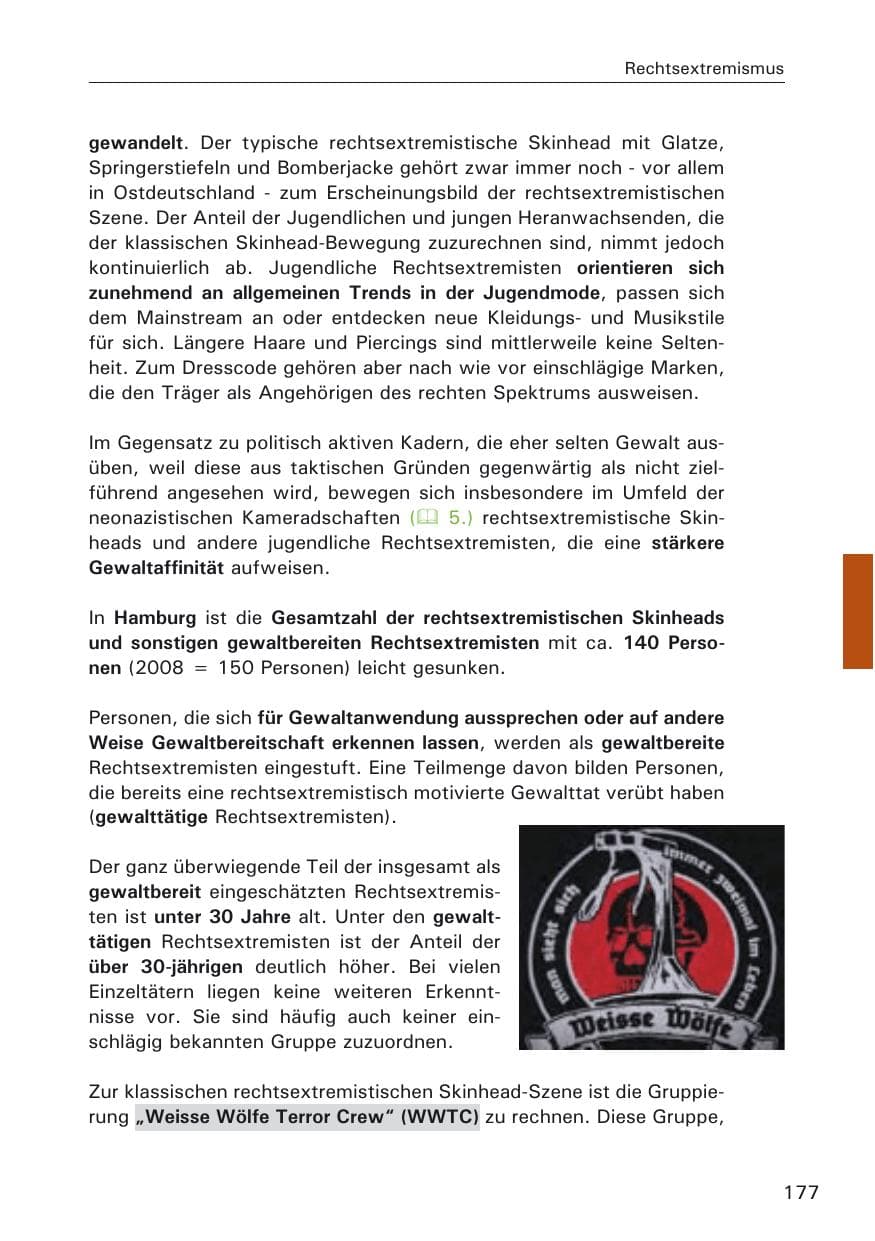 Seite 179 des Verfassungsschutzbericht 2009 Hamburg