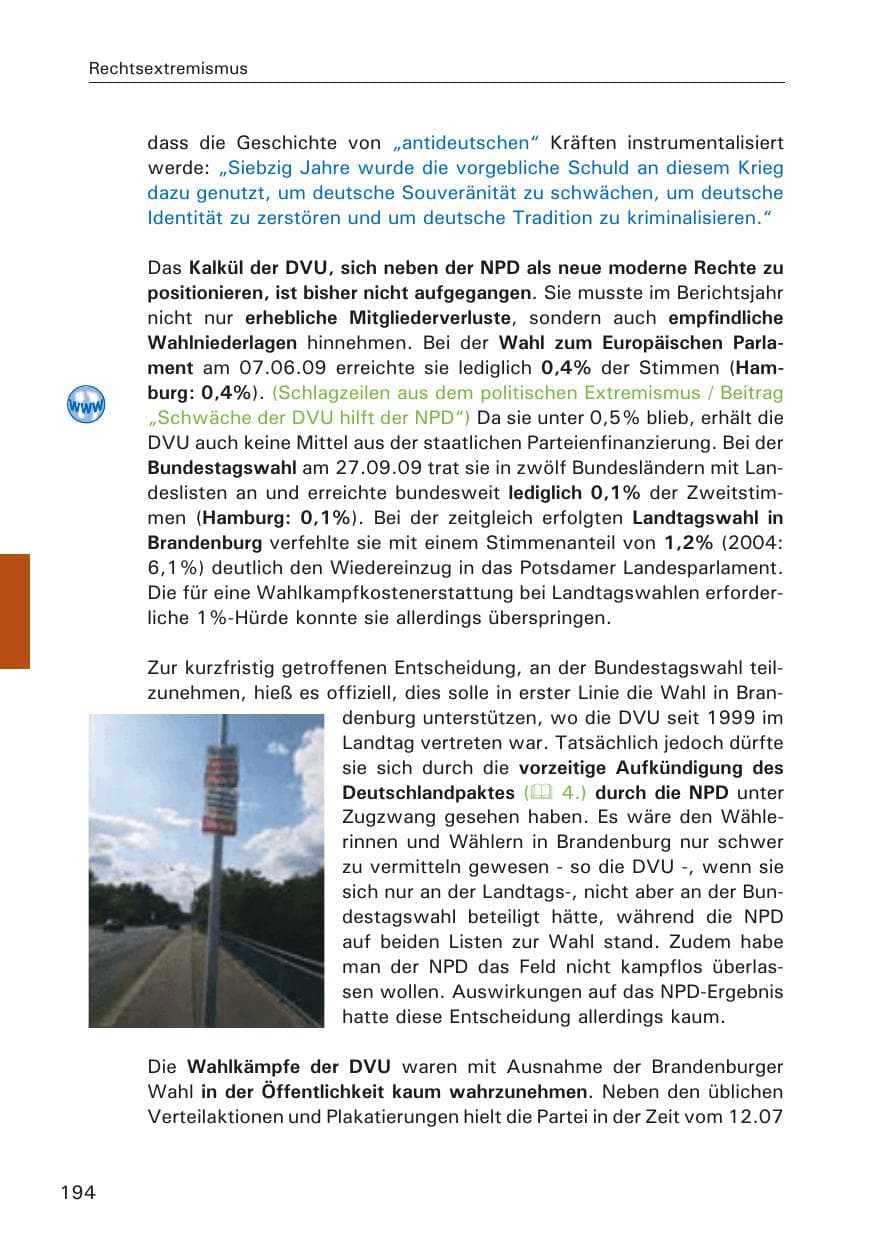 Seite 196 des Verfassungsschutzbericht 2009 Hamburg