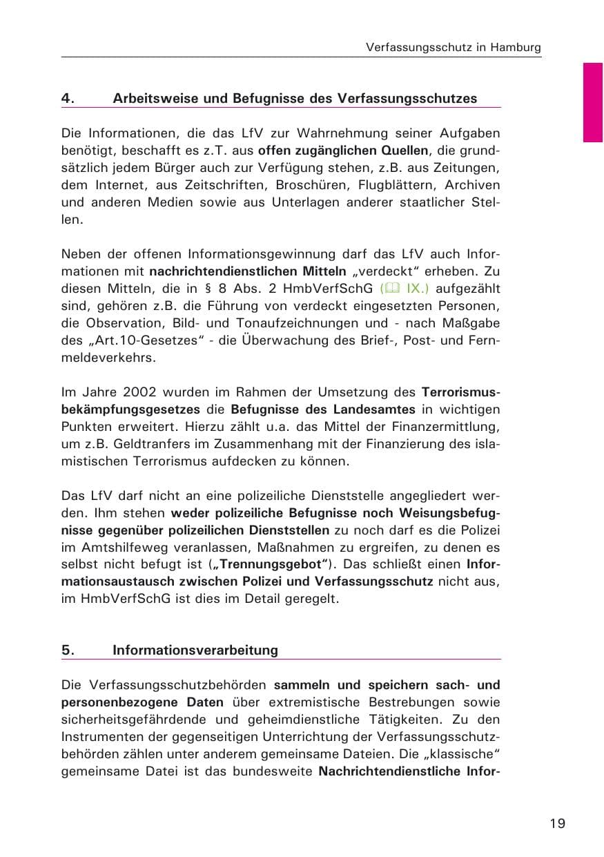 Seite 21 des Verfassungsschutzbericht 2009 Hamburg