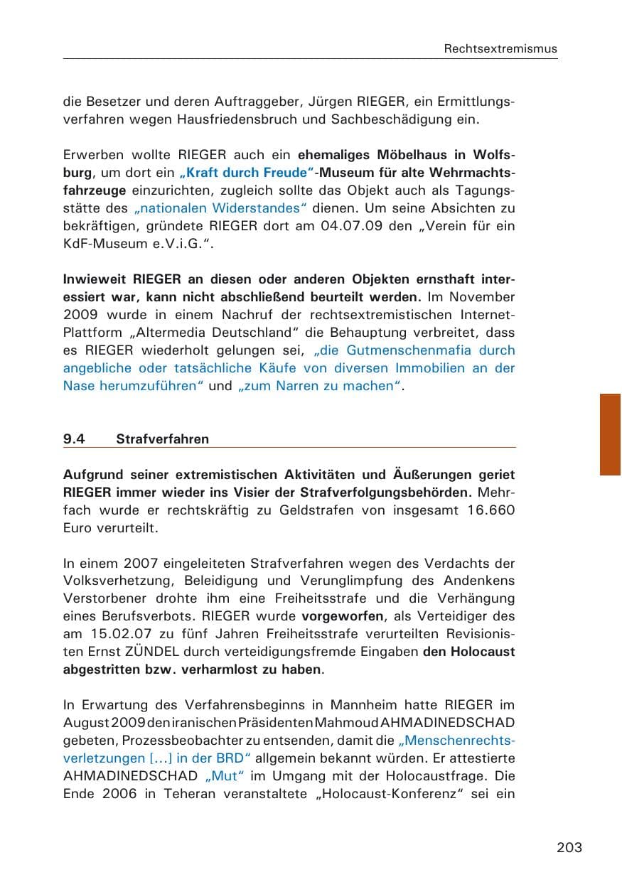 Seite 205 des Verfassungsschutzbericht 2009 Hamburg