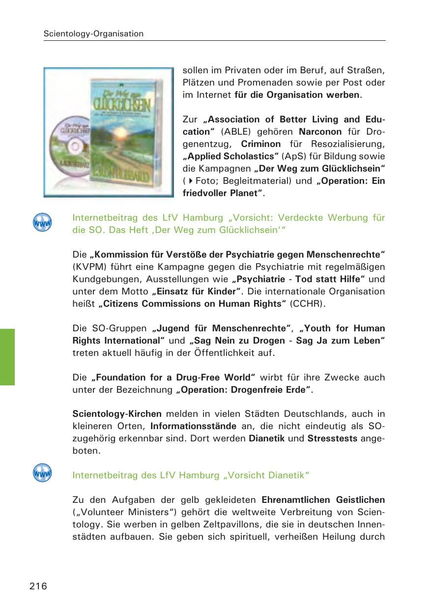 Seite 218 des Verfassungsschutzbericht 2009 Hamburg