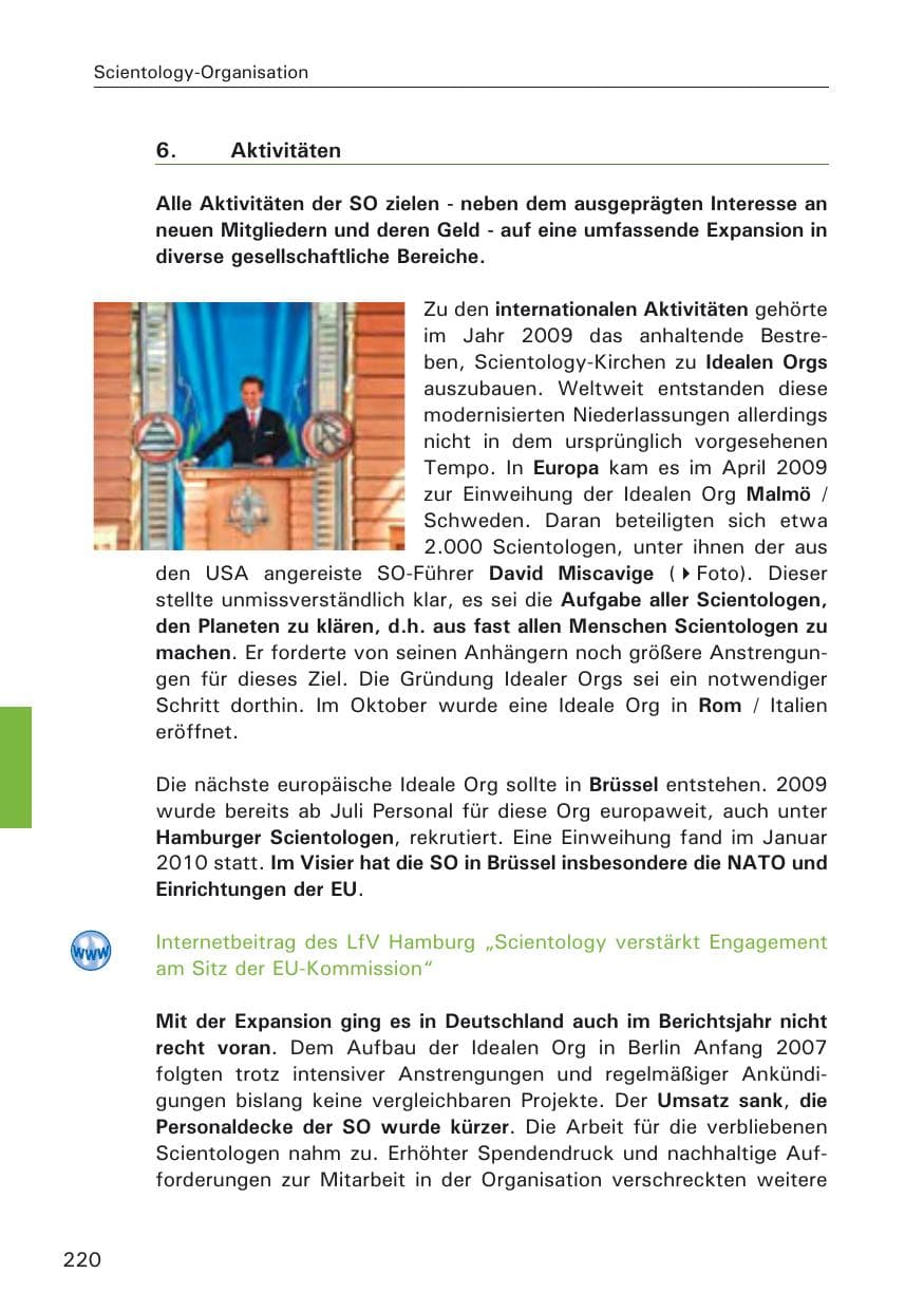 Seite 222 des Verfassungsschutzbericht 2009 Hamburg