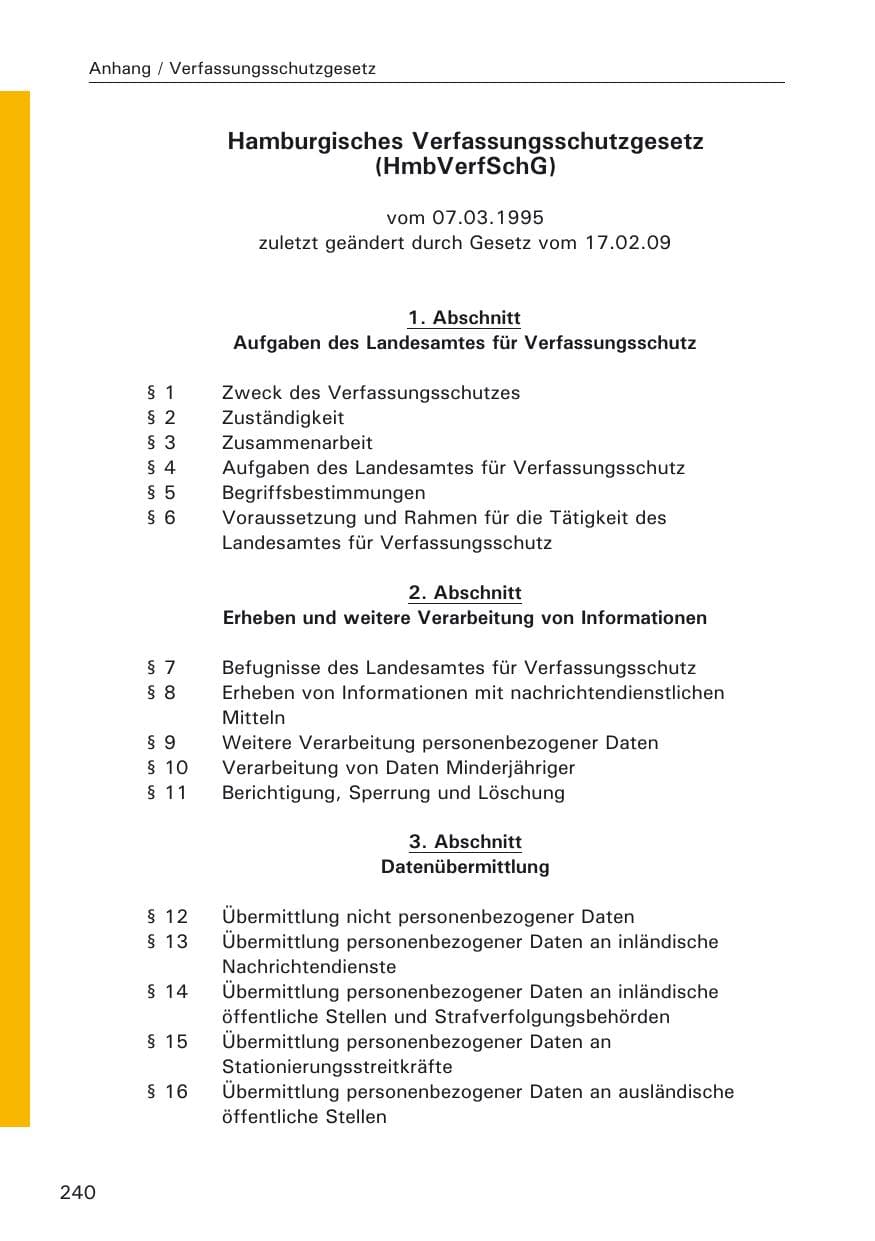 Seite 242 des Verfassungsschutzbericht 2009 Hamburg