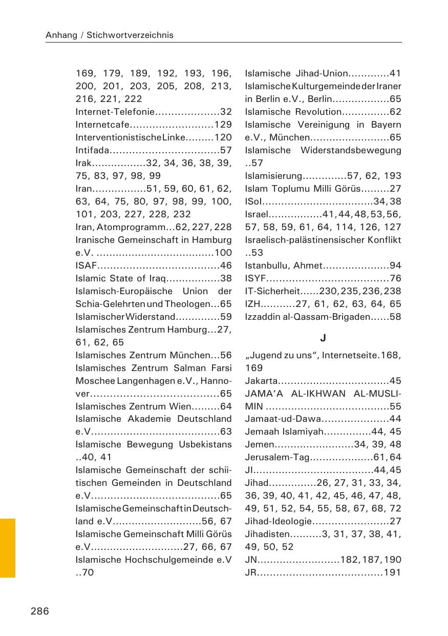 Seite 288 des Verfassungsschutzbericht 2009 Hamburg