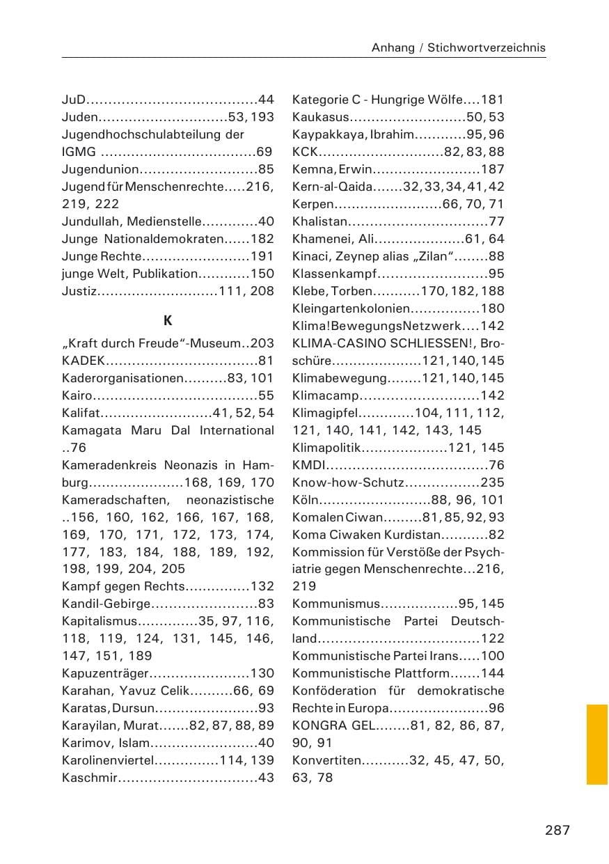 Seite 289 des Verfassungsschutzbericht 2009 Hamburg