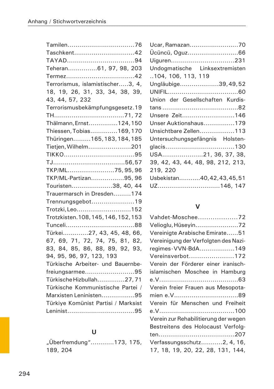 Seite 296 des Verfassungsschutzbericht 2009 Hamburg