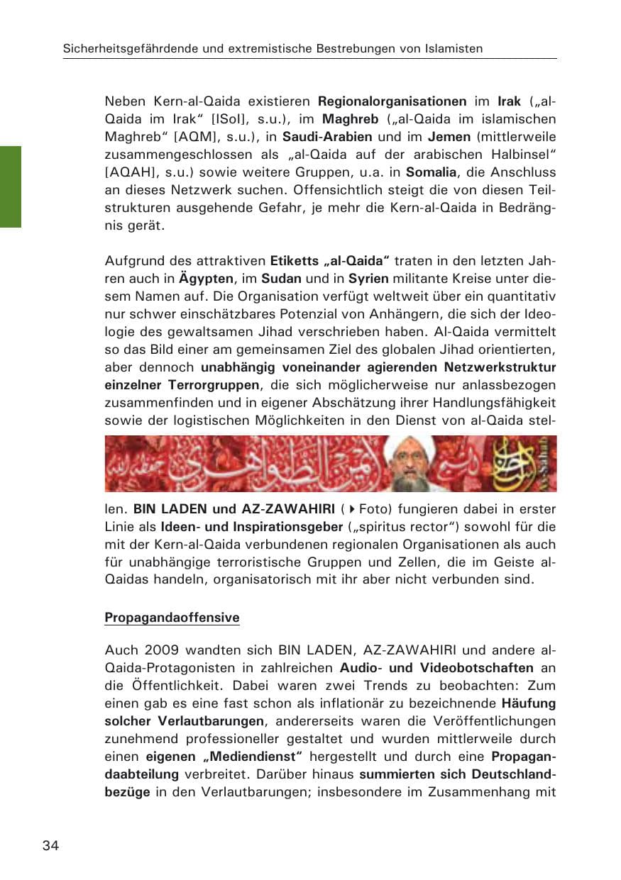 Seite 36 des Verfassungsschutzbericht 2009 Hamburg