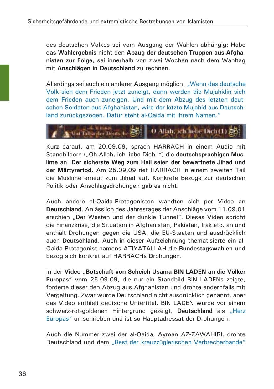 Seite 38 des Verfassungsschutzbericht 2009 Hamburg