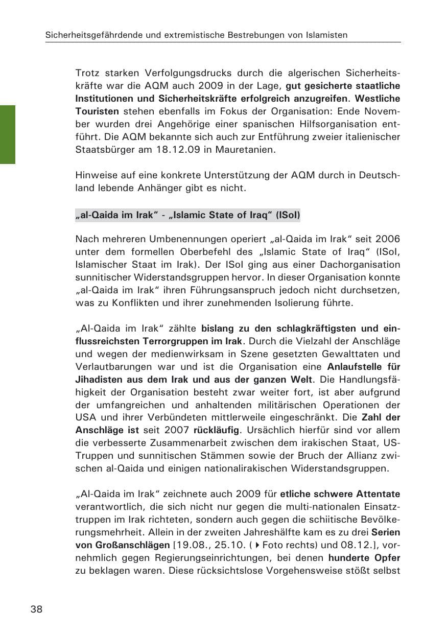 Seite 40 des Verfassungsschutzbericht 2009 Hamburg