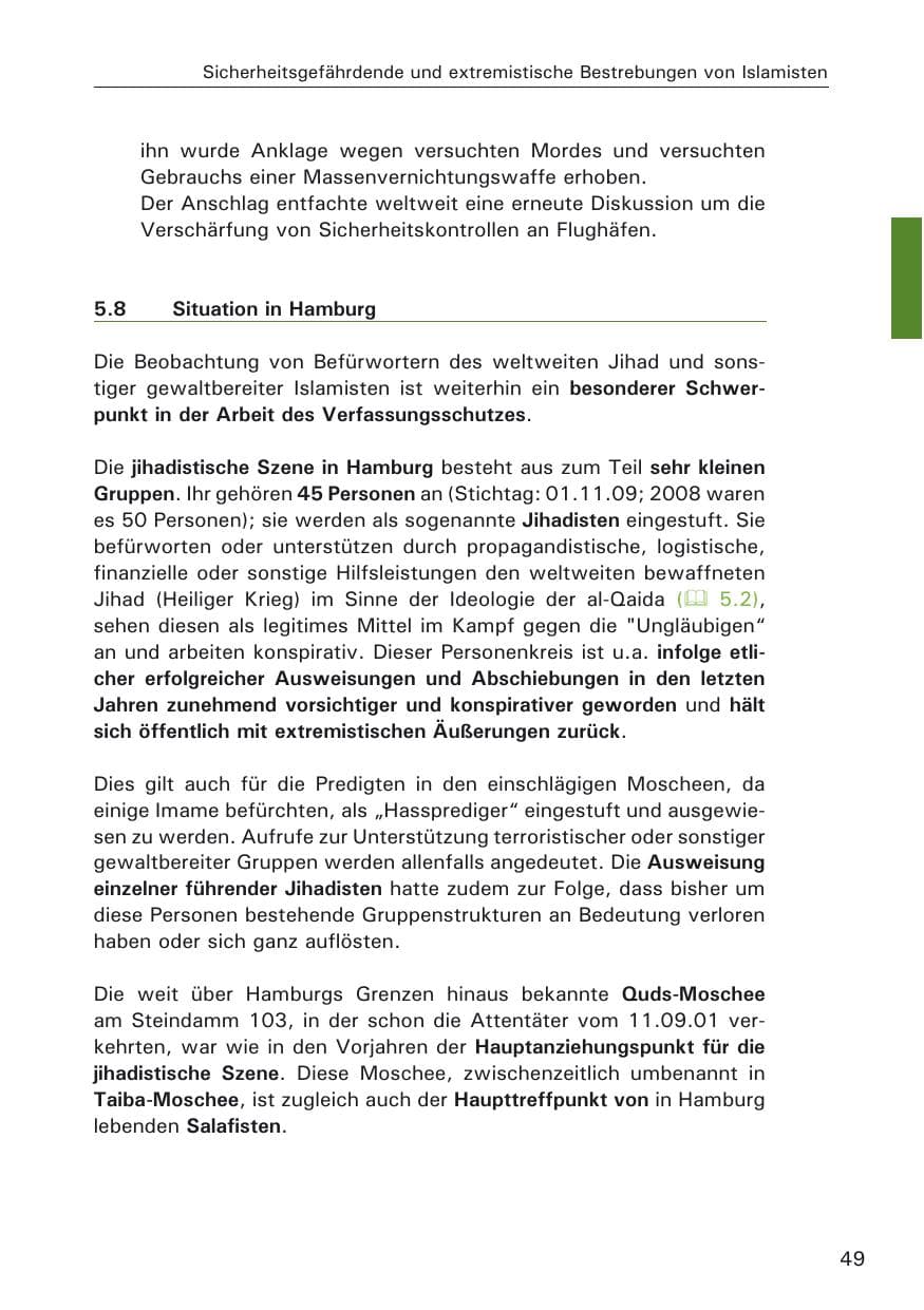 Seite 51 des Verfassungsschutzbericht 2009 Hamburg