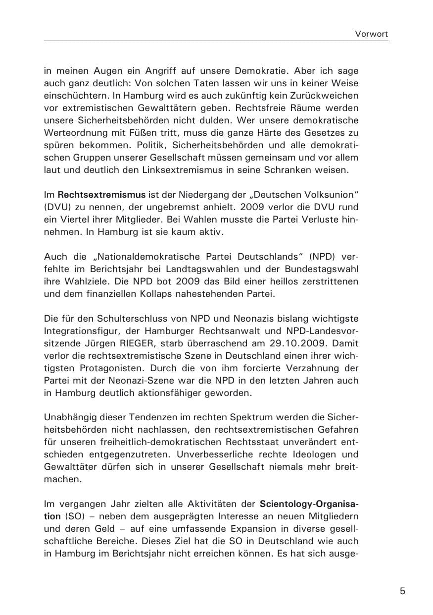 Seite 7 des Verfassungsschutzbericht 2009 Hamburg
