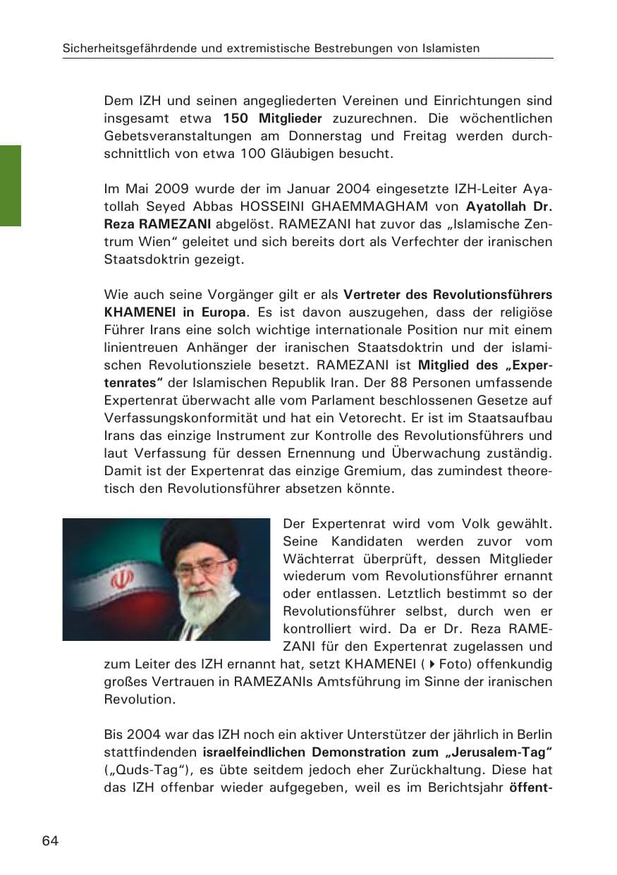 Seite 66 des Verfassungsschutzbericht 2009 Hamburg