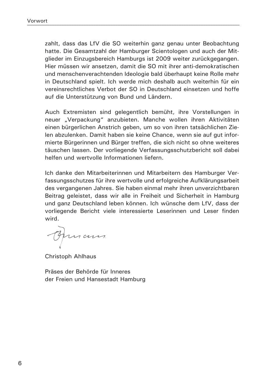 Seite 8 des Verfassungsschutzbericht 2009 Hamburg