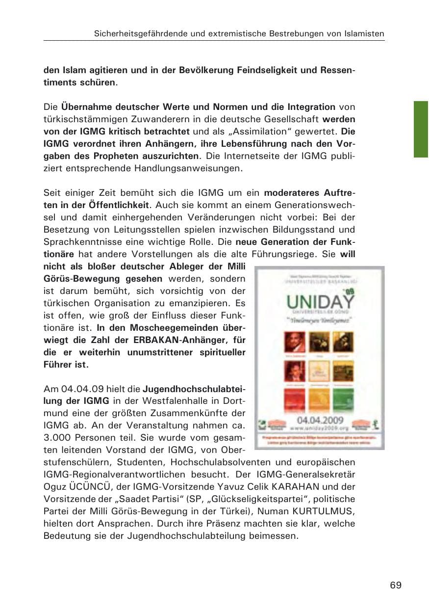 Seite 71 des Verfassungsschutzbericht 2009 Hamburg