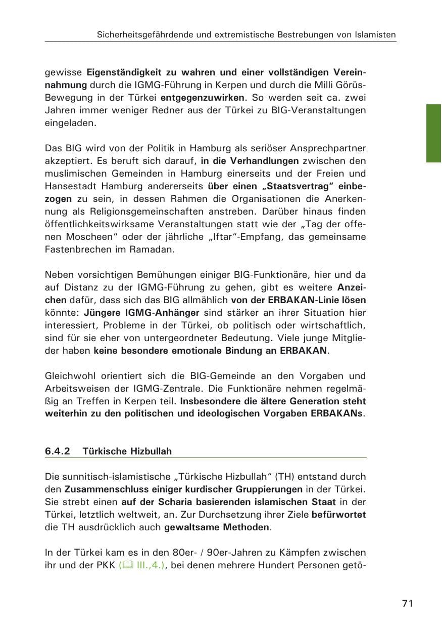 Seite 73 des Verfassungsschutzbericht 2009 Hamburg