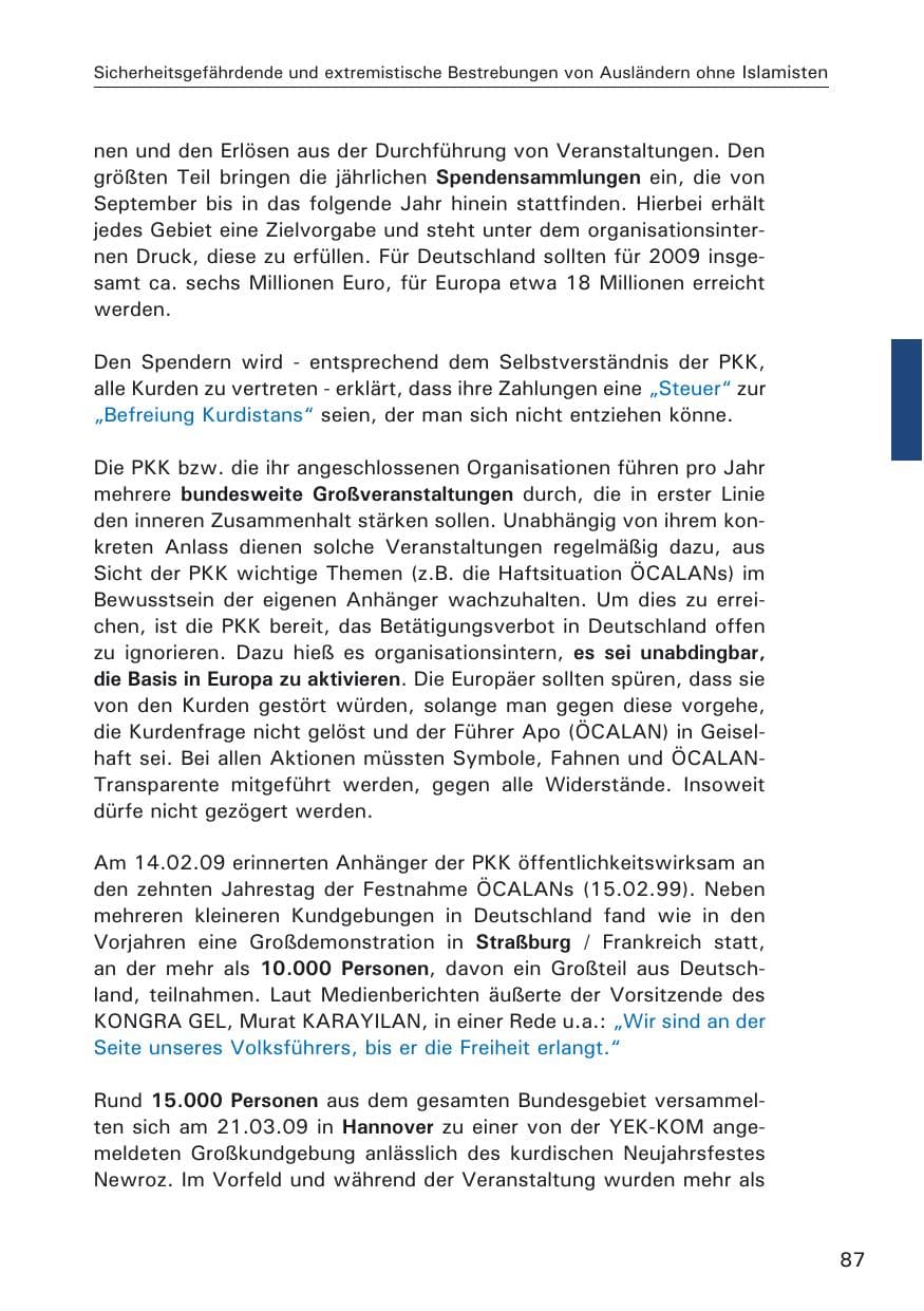 Seite 89 des Verfassungsschutzbericht 2009 Hamburg