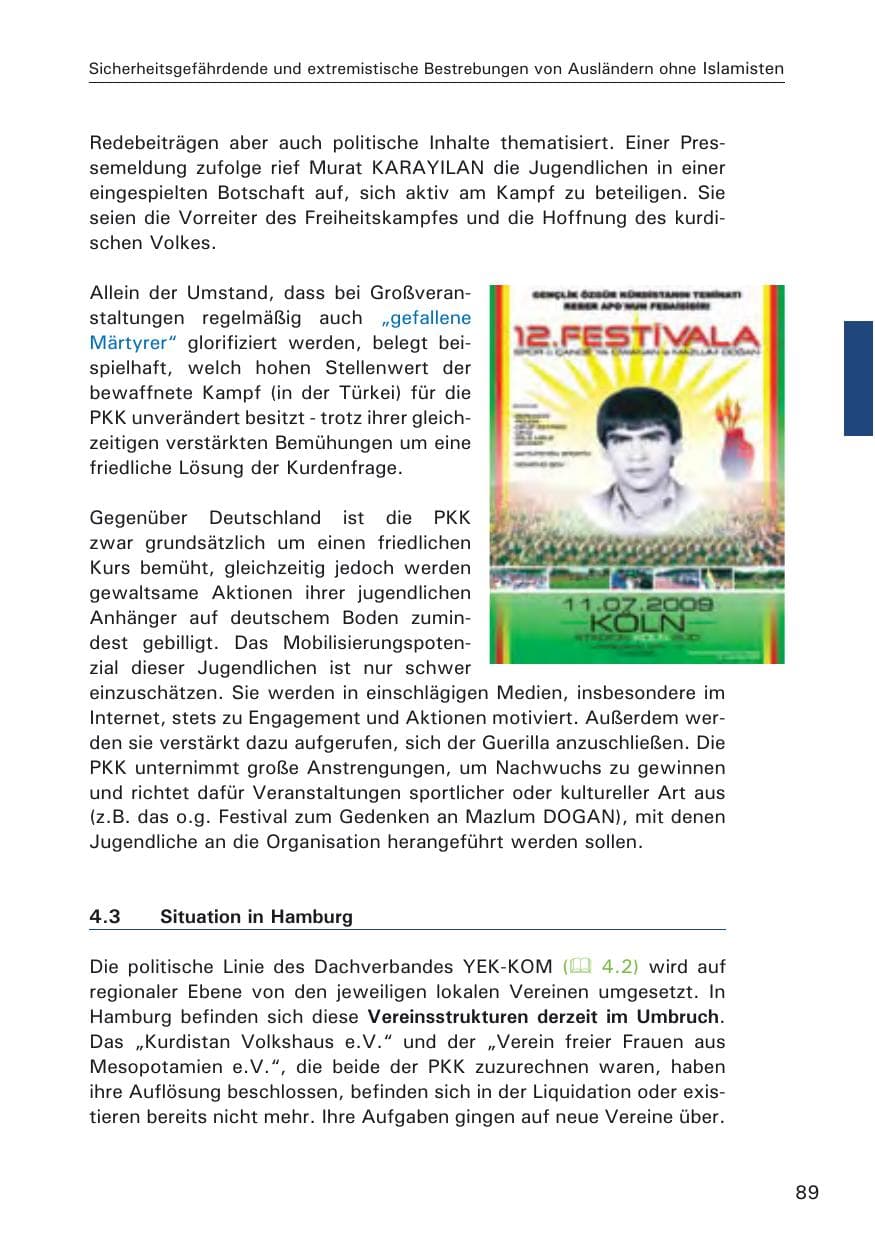 Seite 91 des Verfassungsschutzbericht 2009 Hamburg