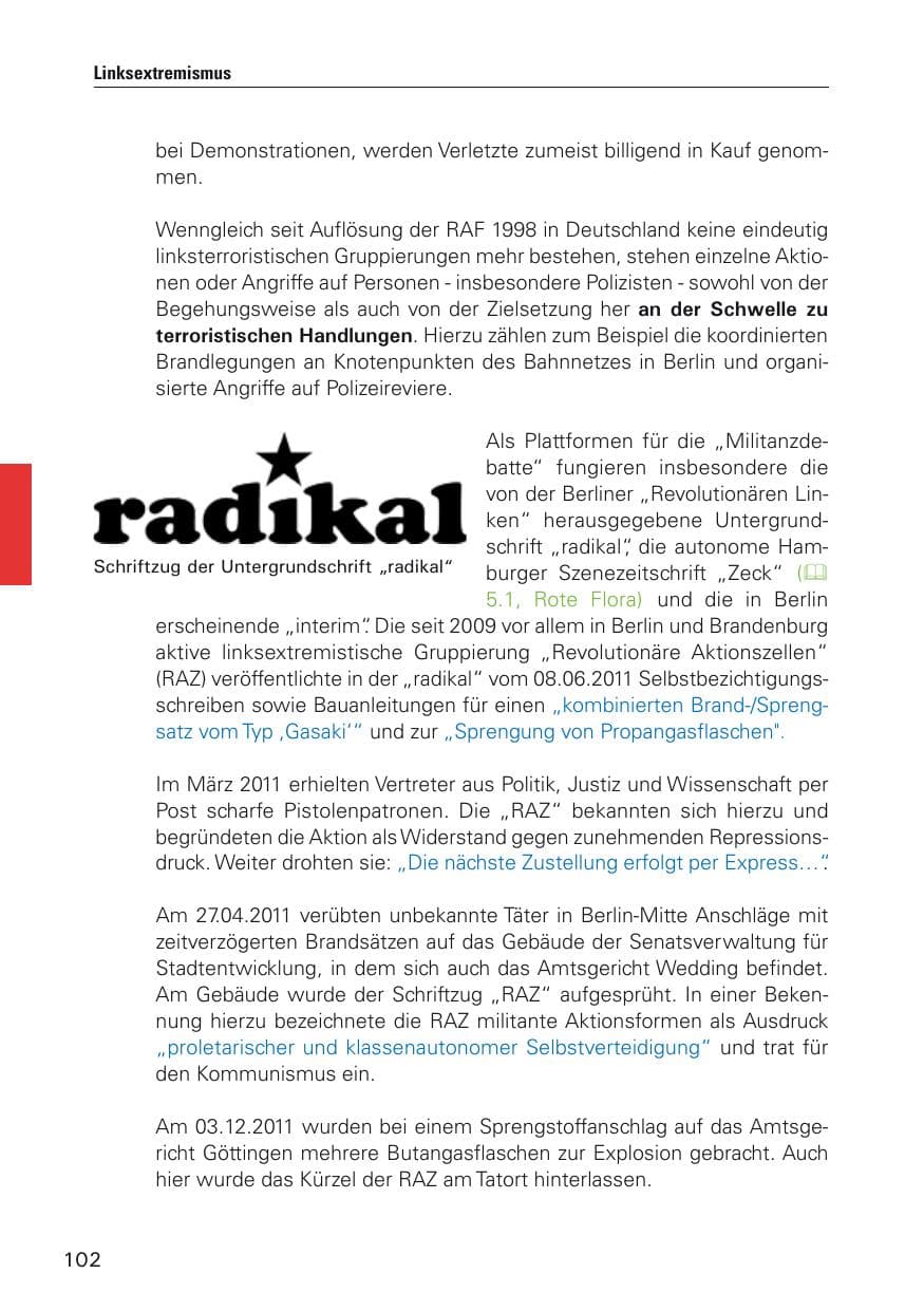 Seite 103 des Verfassungsschutzbericht 2011 Hamburg