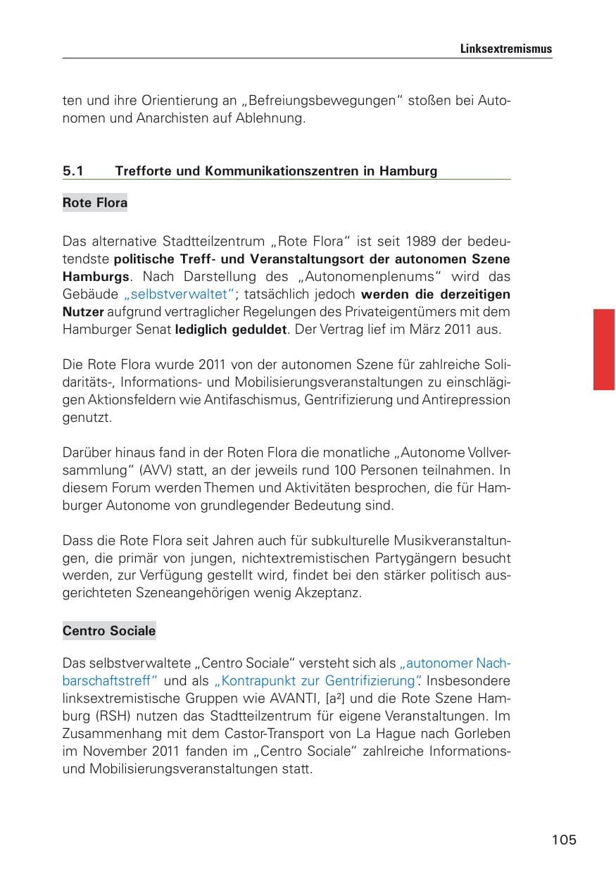 Seite 106 des Verfassungsschutzbericht 2011 Hamburg
