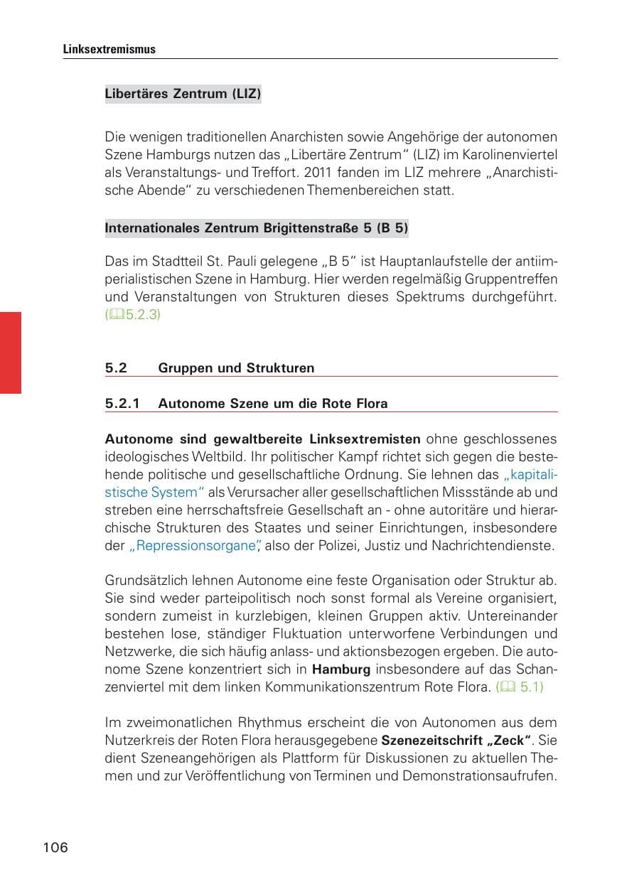 Seite 107 des Verfassungsschutzbericht 2011 Hamburg