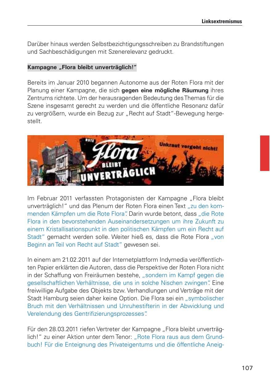 Seite 108 des Verfassungsschutzbericht 2011 Hamburg