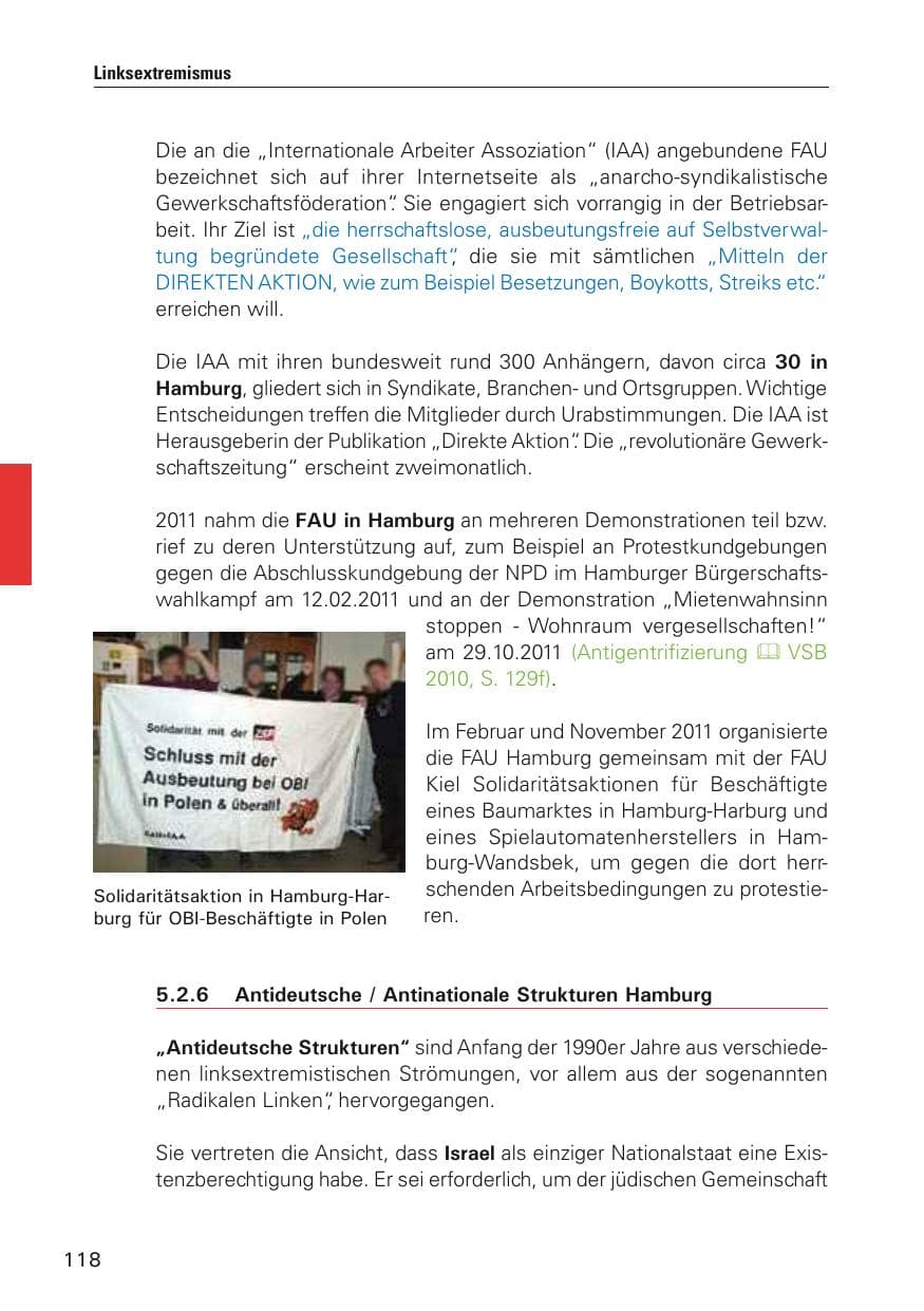 Seite 119 des Verfassungsschutzbericht 2011 Hamburg