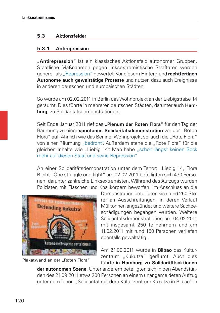 Seite 121 des Verfassungsschutzbericht 2011 Hamburg
