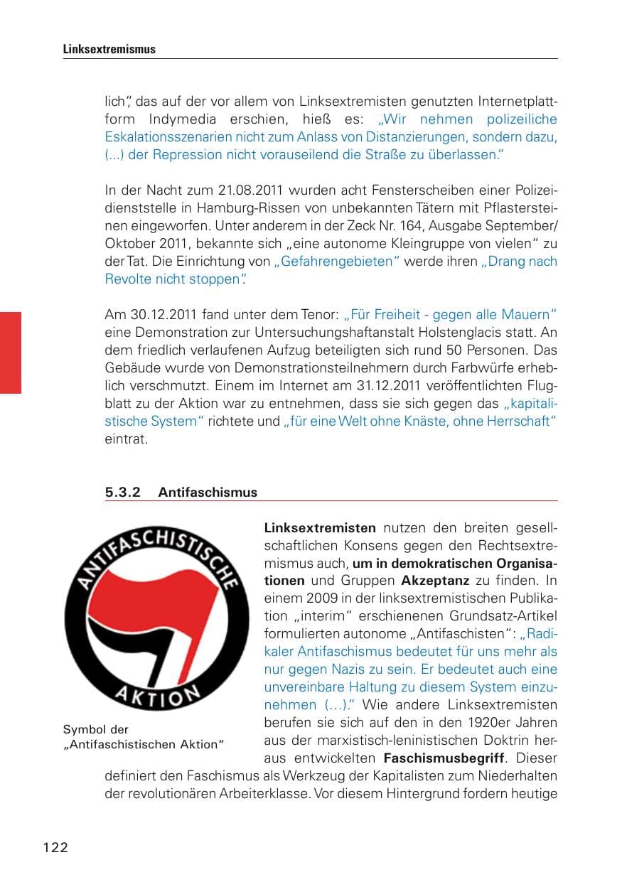 Seite 123 des Verfassungsschutzbericht 2011 Hamburg