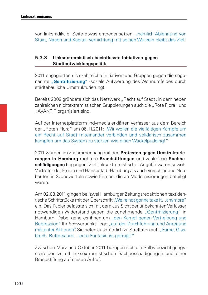 Seite 127 des Verfassungsschutzbericht 2011 Hamburg
