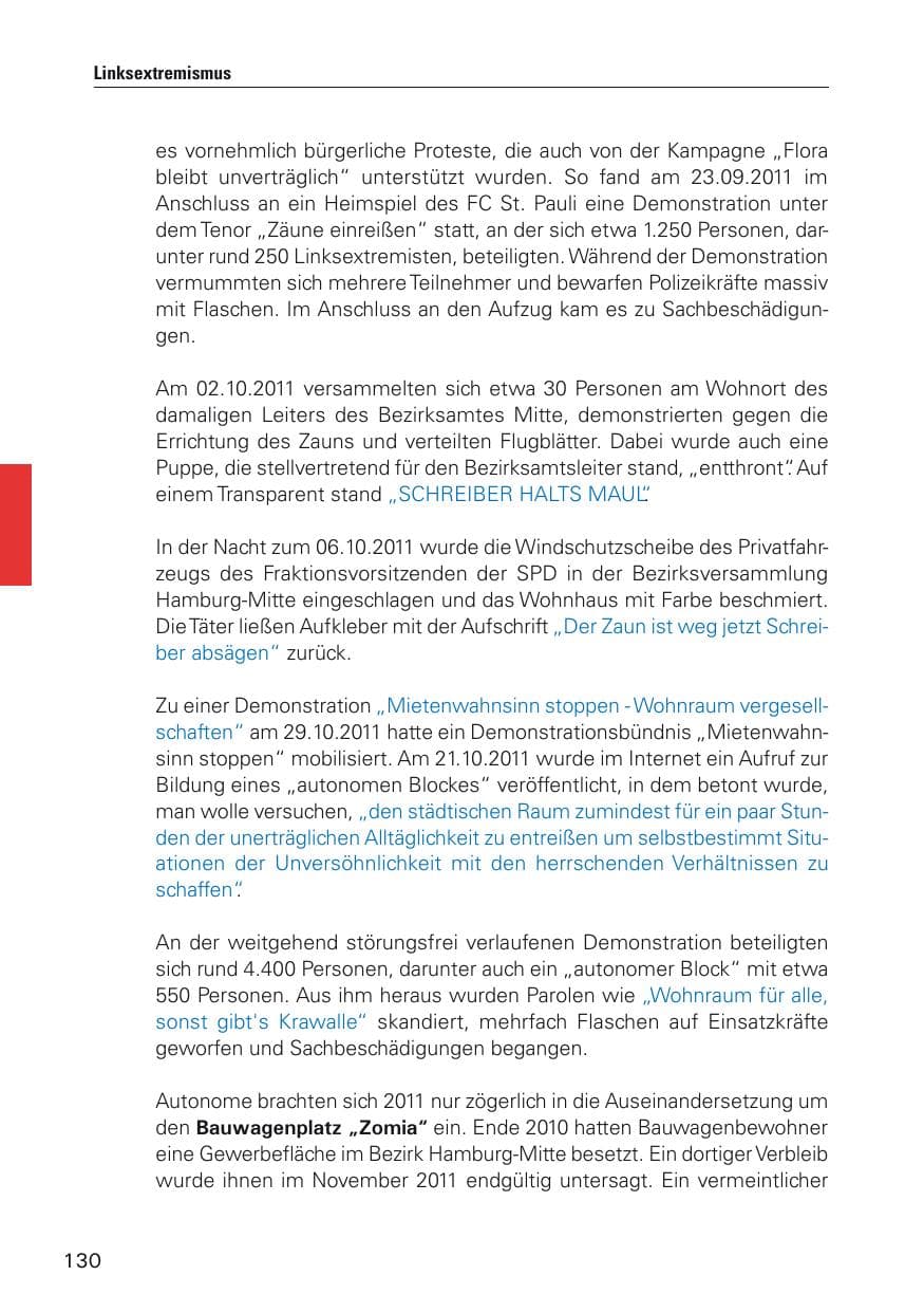Seite 131 des Verfassungsschutzbericht 2011 Hamburg