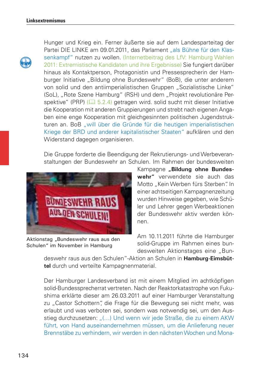 Seite 135 des Verfassungsschutzbericht 2011 Hamburg