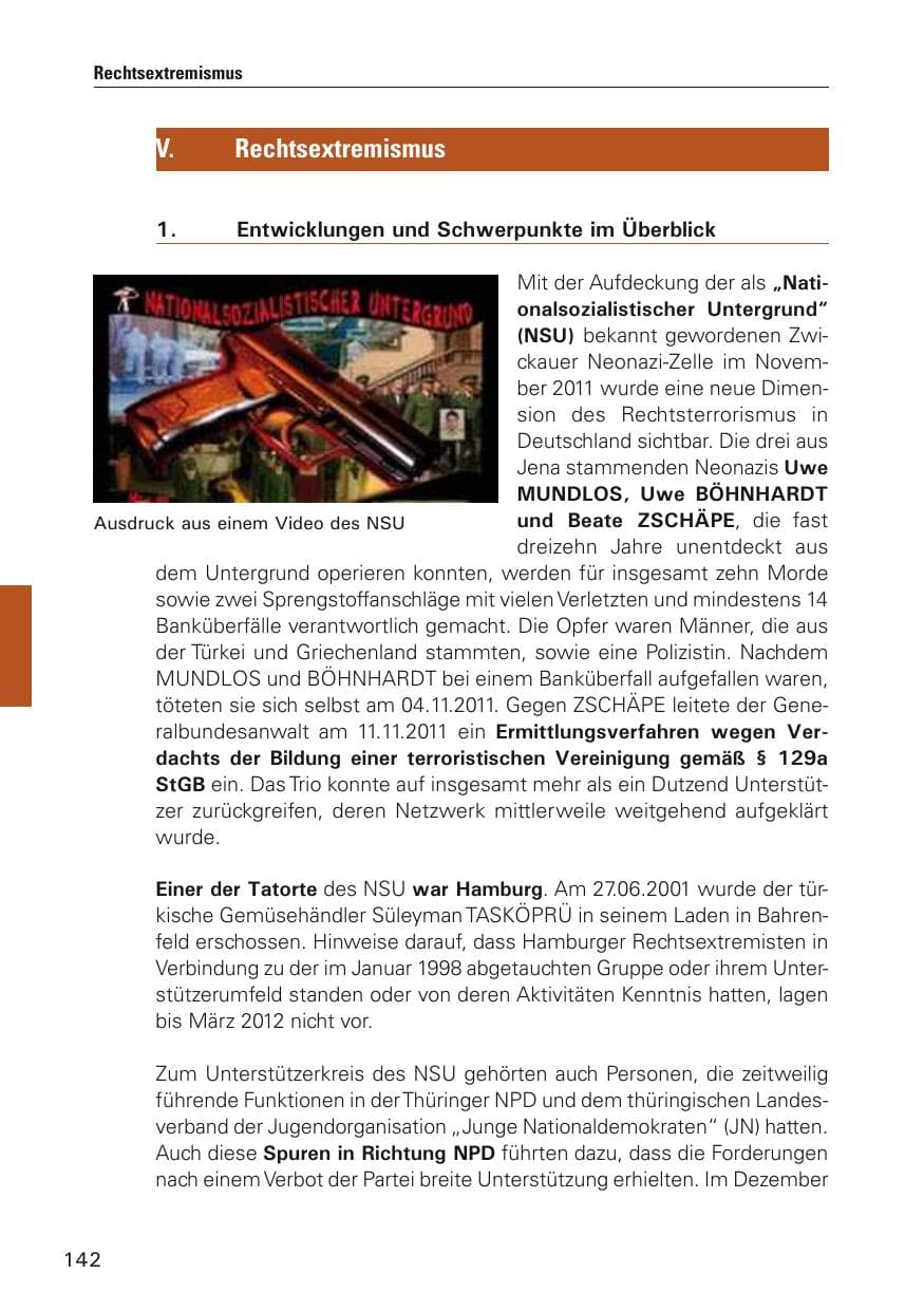 Seite 143 des Verfassungsschutzbericht 2011 Hamburg