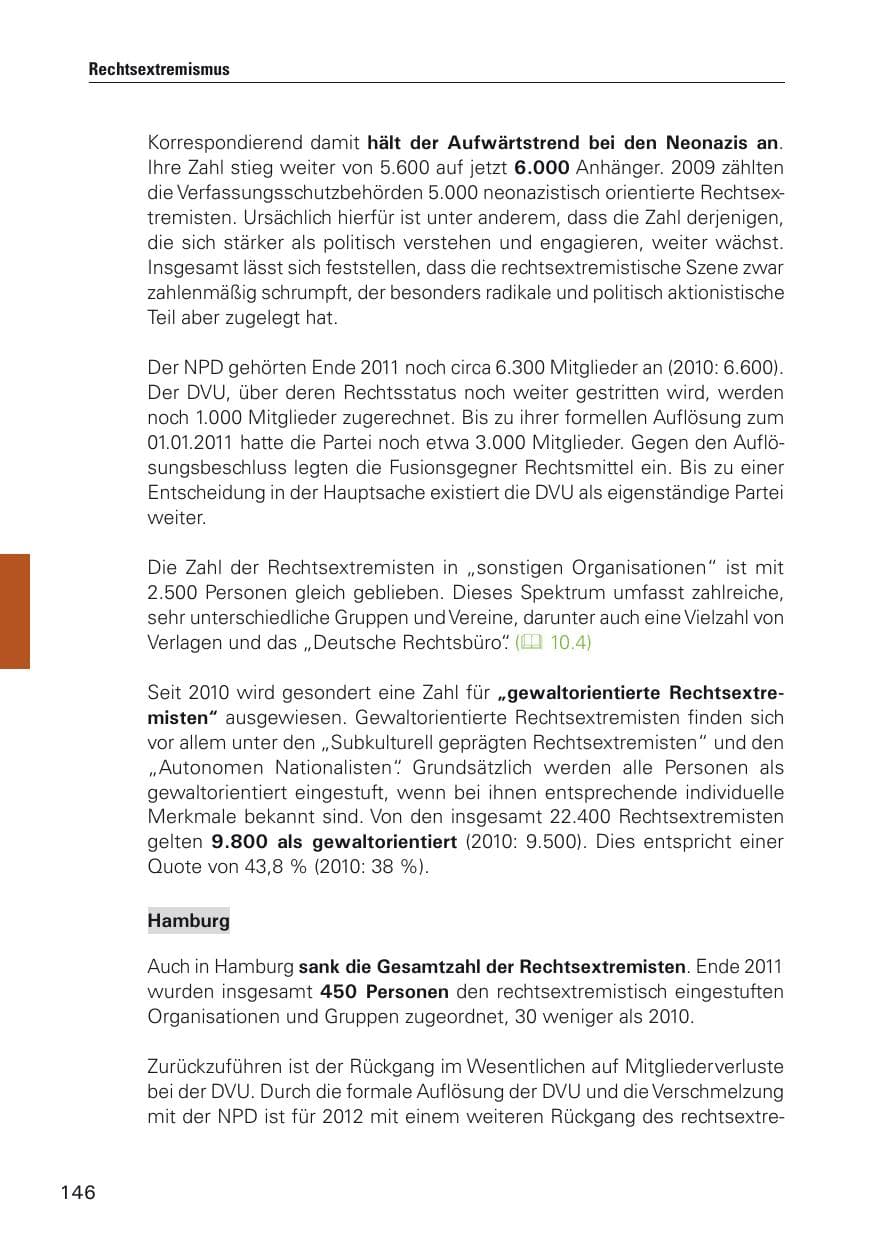 Seite 147 des Verfassungsschutzbericht 2011 Hamburg