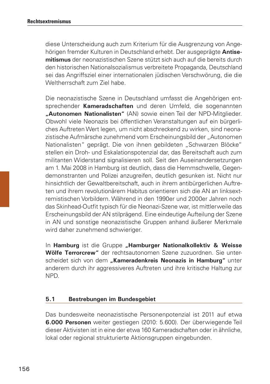 Seite 157 des Verfassungsschutzbericht 2011 Hamburg