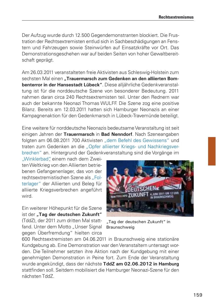 Seite 160 des Verfassungsschutzbericht 2011 Hamburg