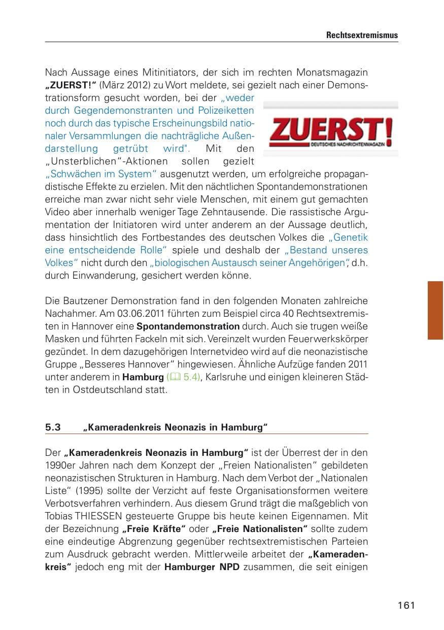 Seite 162 des Verfassungsschutzbericht 2011 Hamburg