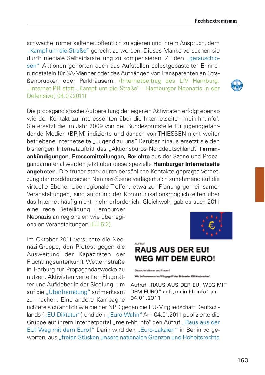 Seite 164 des Verfassungsschutzbericht 2011 Hamburg