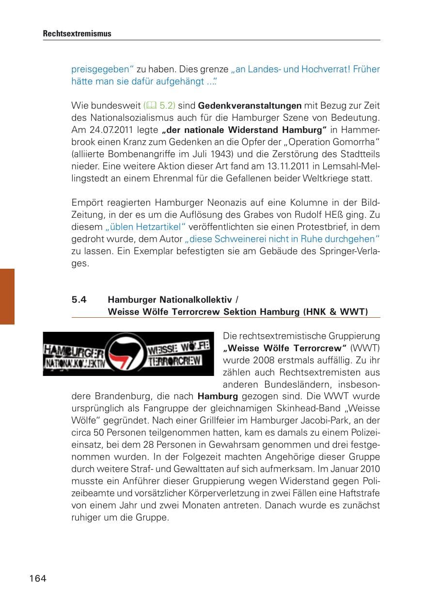 Seite 165 des Verfassungsschutzbericht 2011 Hamburg