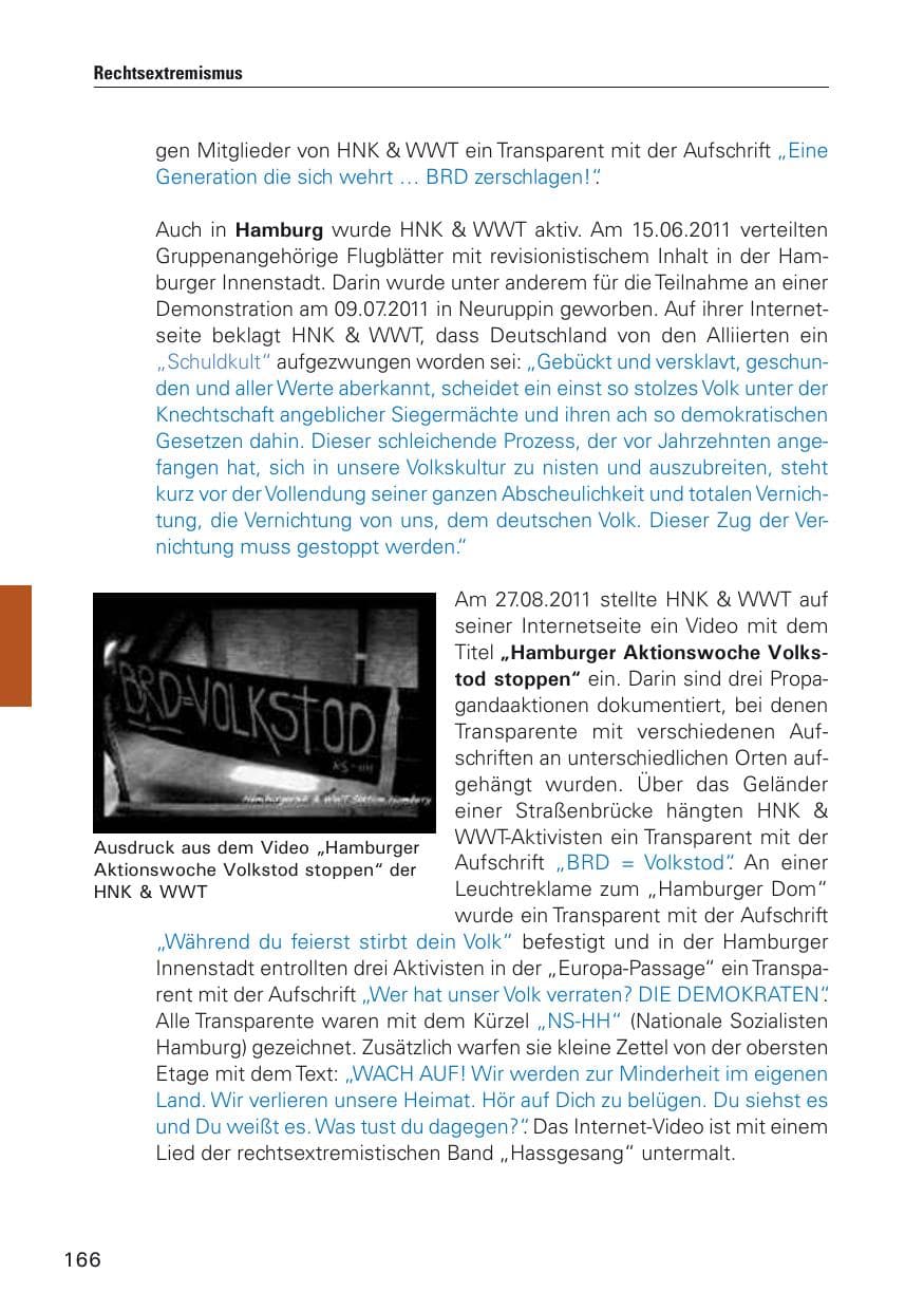 Seite 167 des Verfassungsschutzbericht 2011 Hamburg