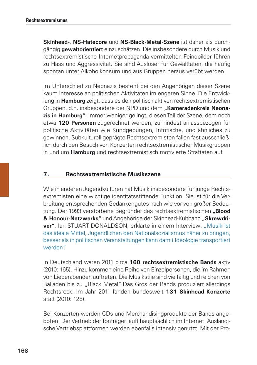 Seite 169 des Verfassungsschutzbericht 2011 Hamburg