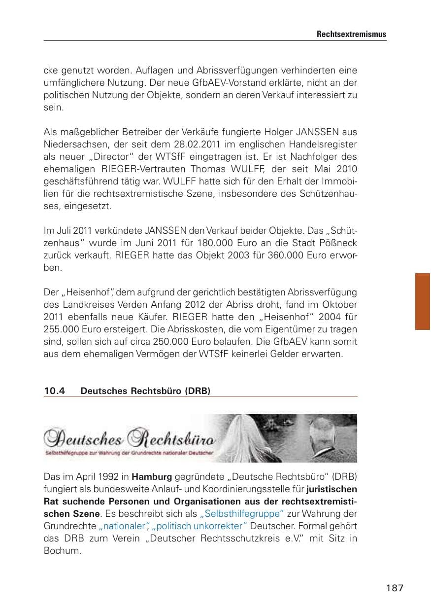 Seite 188 des Verfassungsschutzbericht 2011 Hamburg