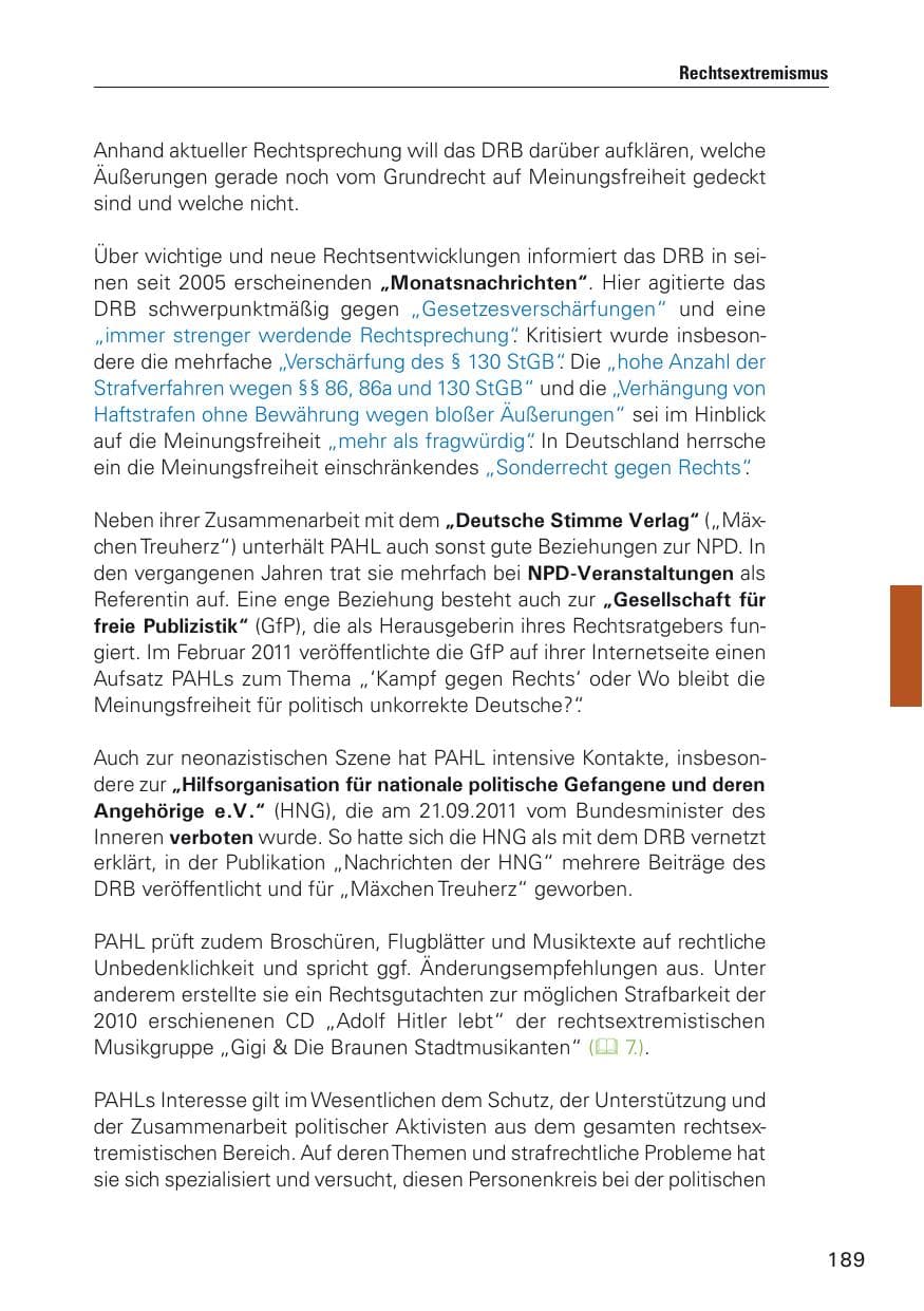 Seite 190 des Verfassungsschutzbericht 2011 Hamburg