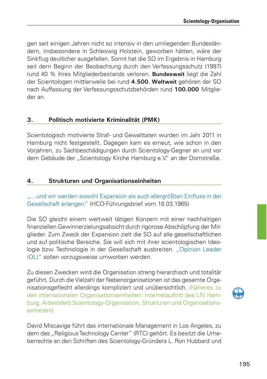Seite 196 des Verfassungsschutzbericht 2011 Hamburg