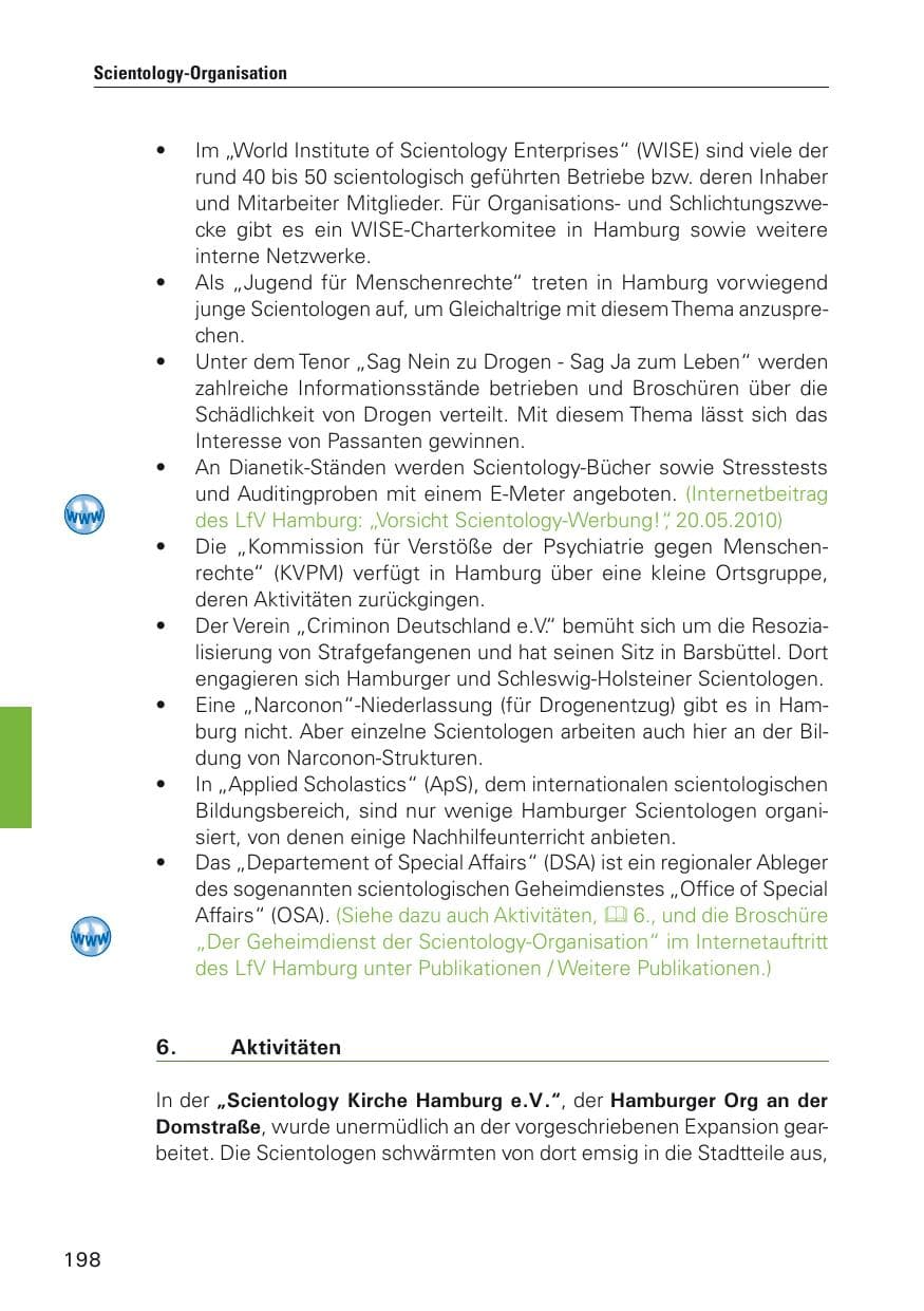 Seite 199 des Verfassungsschutzbericht 2011 Hamburg