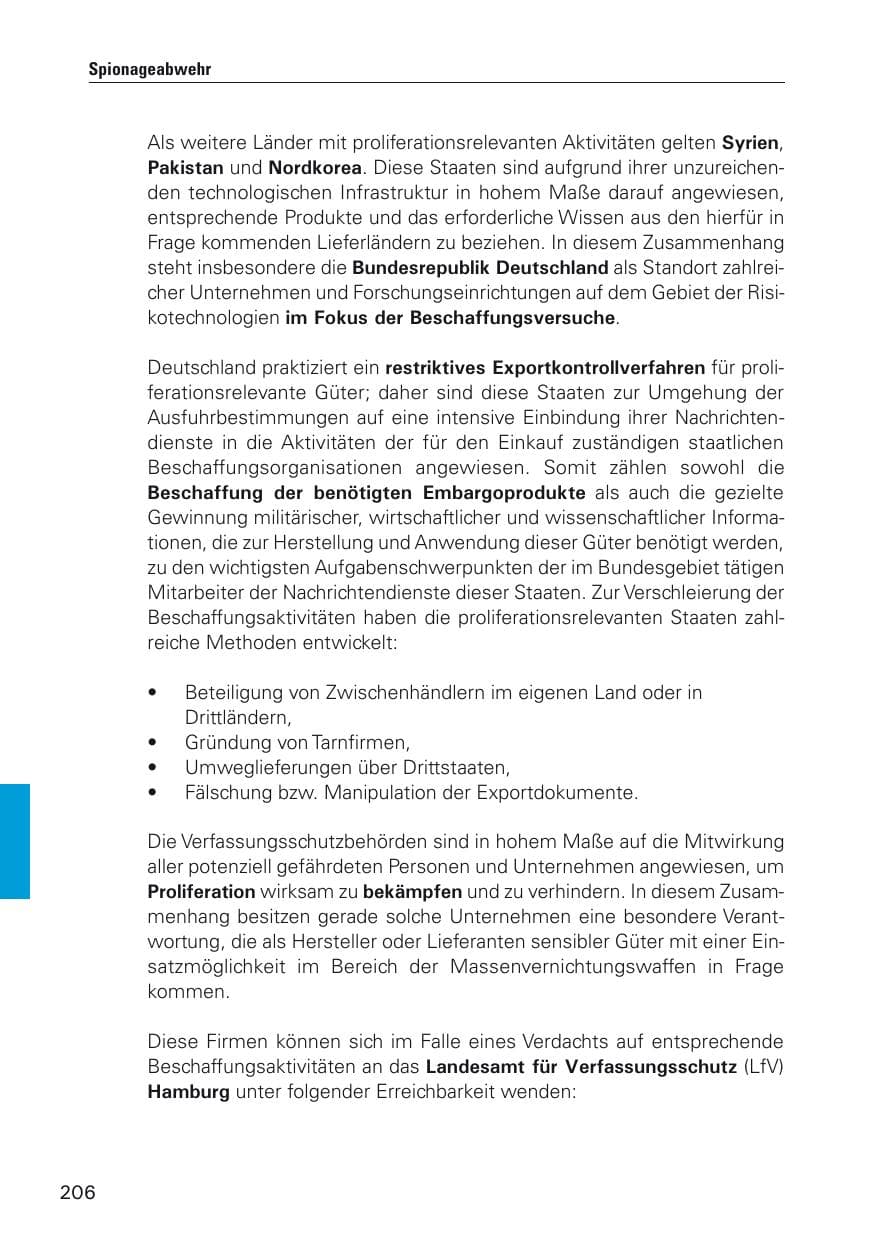 Seite 207 des Verfassungsschutzbericht 2011 Hamburg