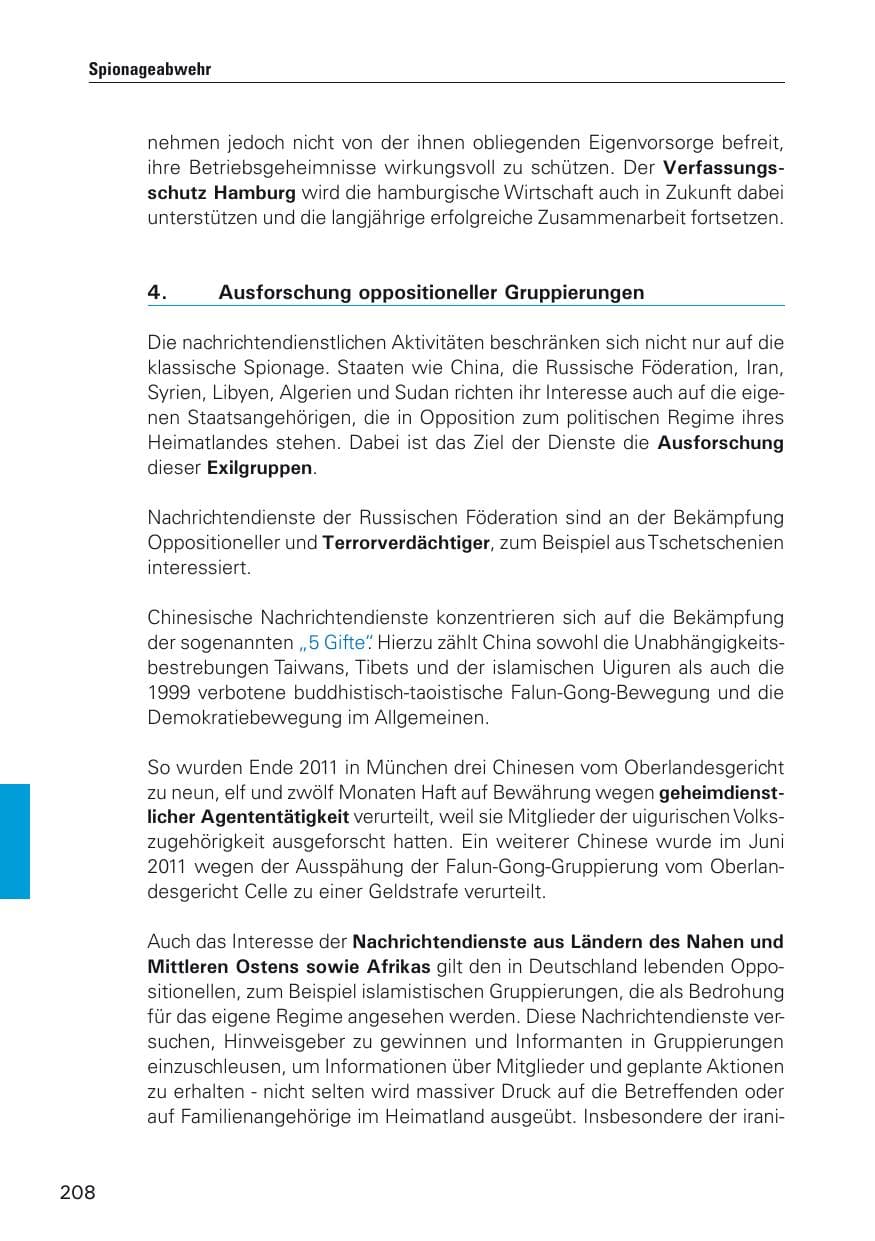 Seite 209 des Verfassungsschutzbericht 2011 Hamburg