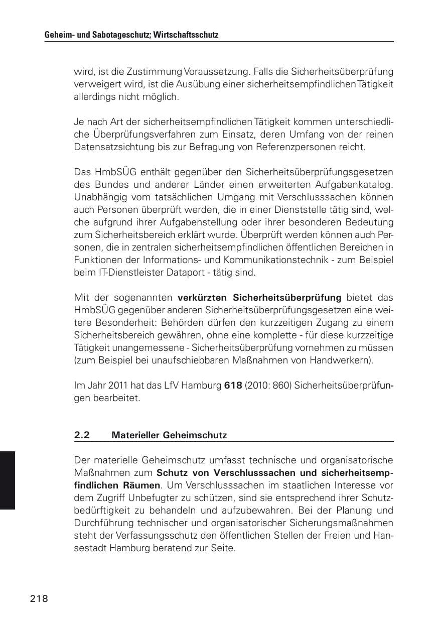 Seite 219 des Verfassungsschutzbericht 2011 Hamburg