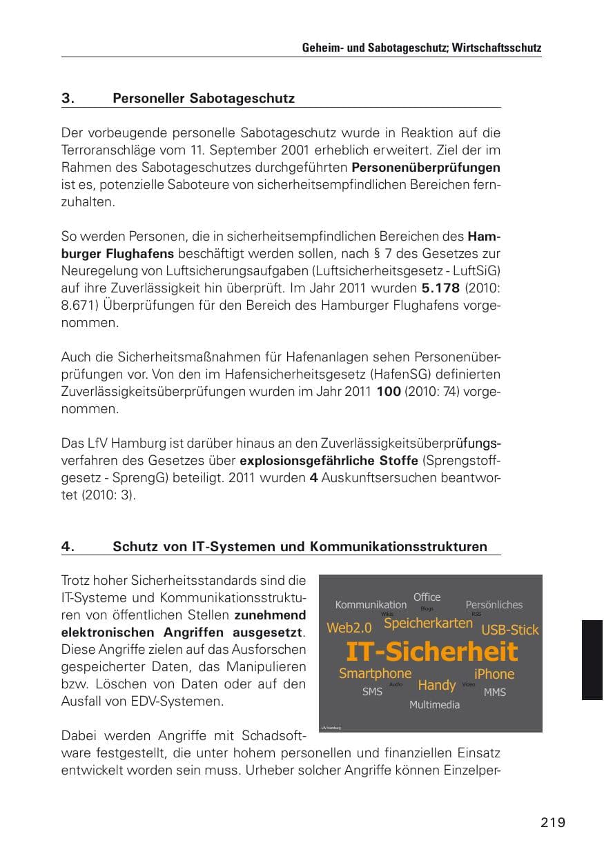 Seite 220 des Verfassungsschutzbericht 2011 Hamburg
