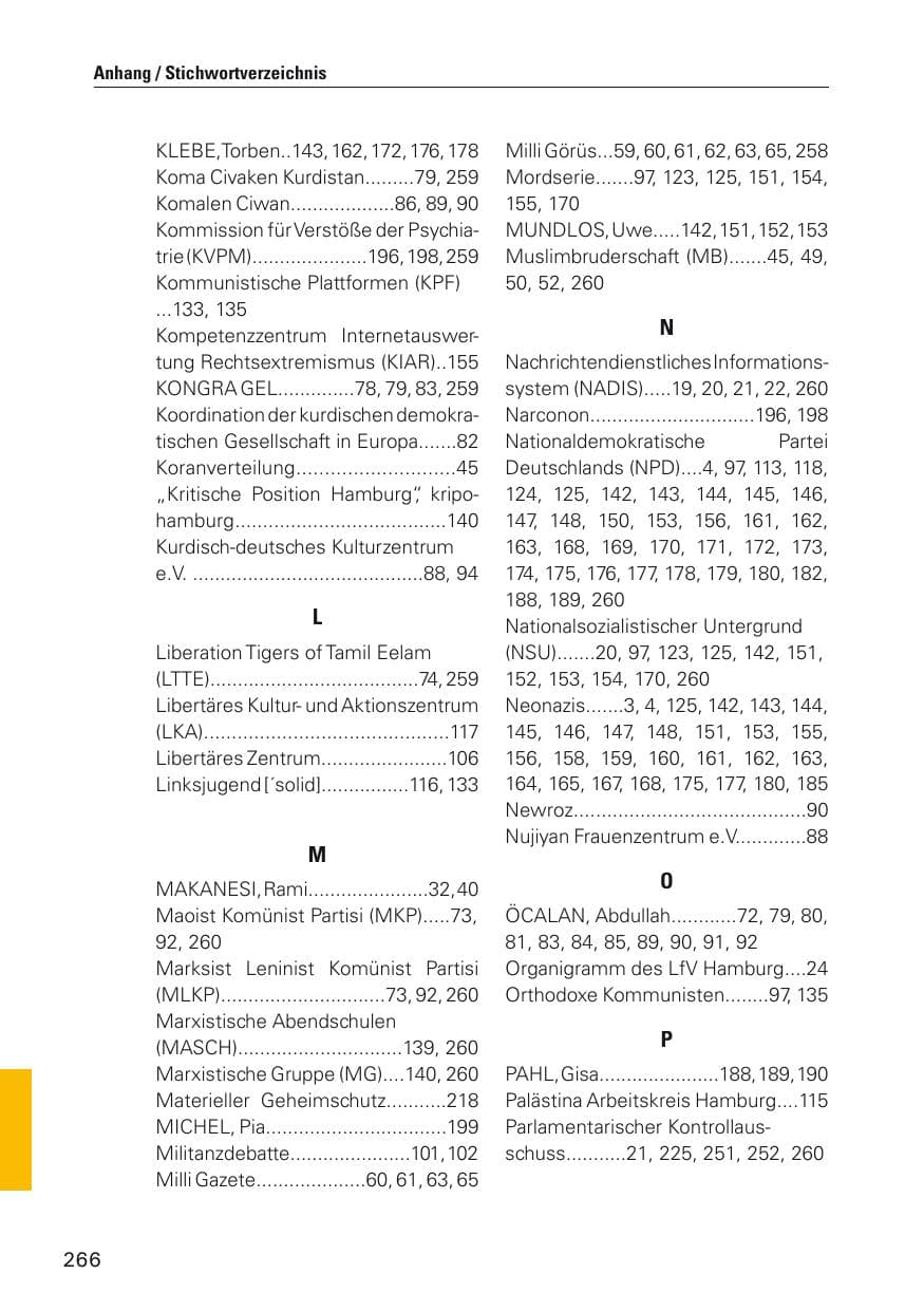 Seite 267 des Verfassungsschutzbericht 2011 Hamburg