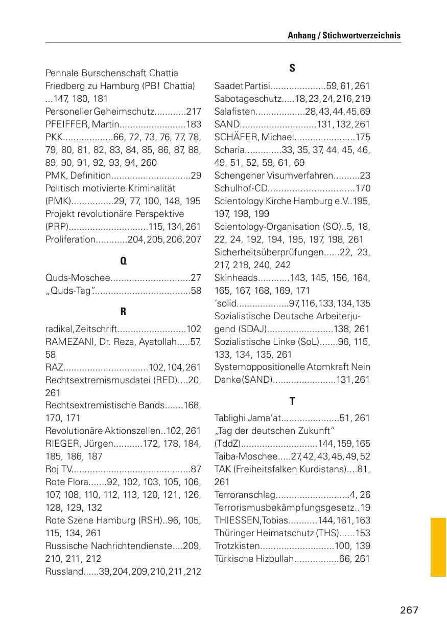 Seite 268 des Verfassungsschutzbericht 2011 Hamburg